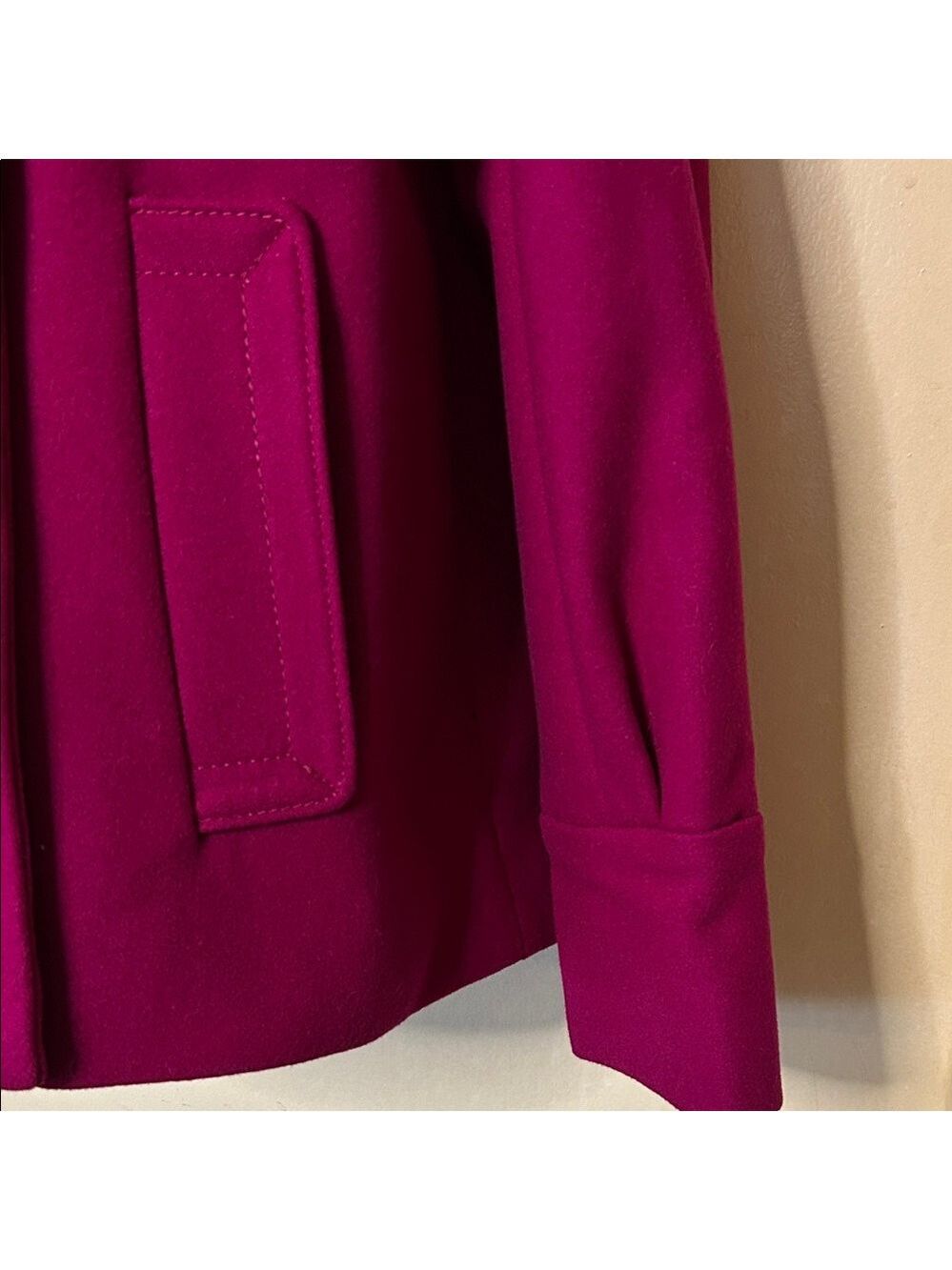 Banana Republic Women's Magenta Double-Breasted Pea Coat size S - Picture 6 of 16